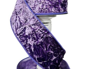 Nastro in velluto viola Farrisilk con filo metallico — 10 cm, velluto, fiocchi, Halloween, Mardi Gras, Primavera, 9 metri - RG199-70