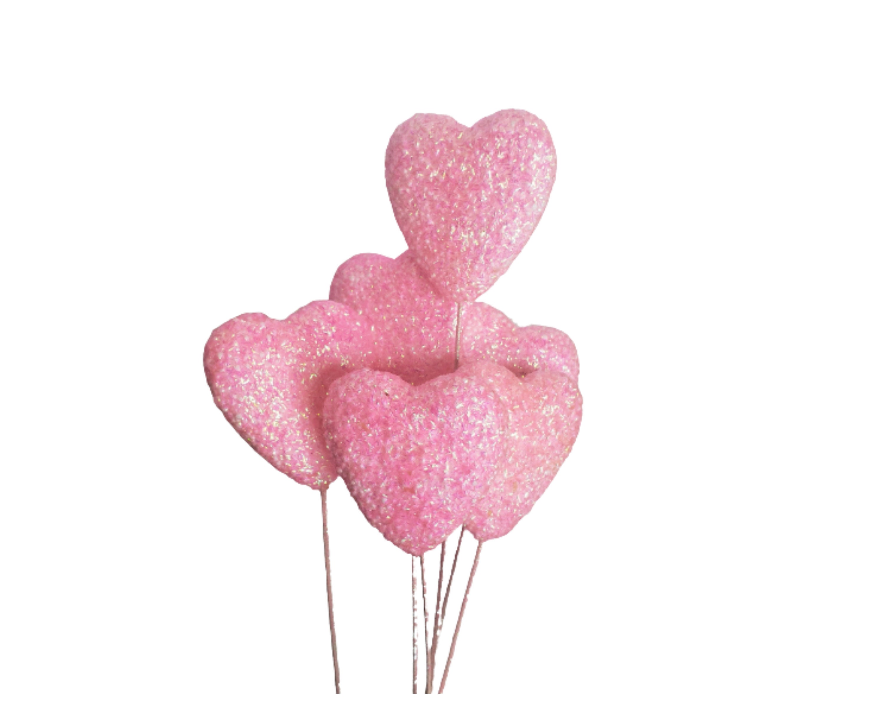  Crowye 60 Pcs Valentine Glittered Puffy Heart Picks