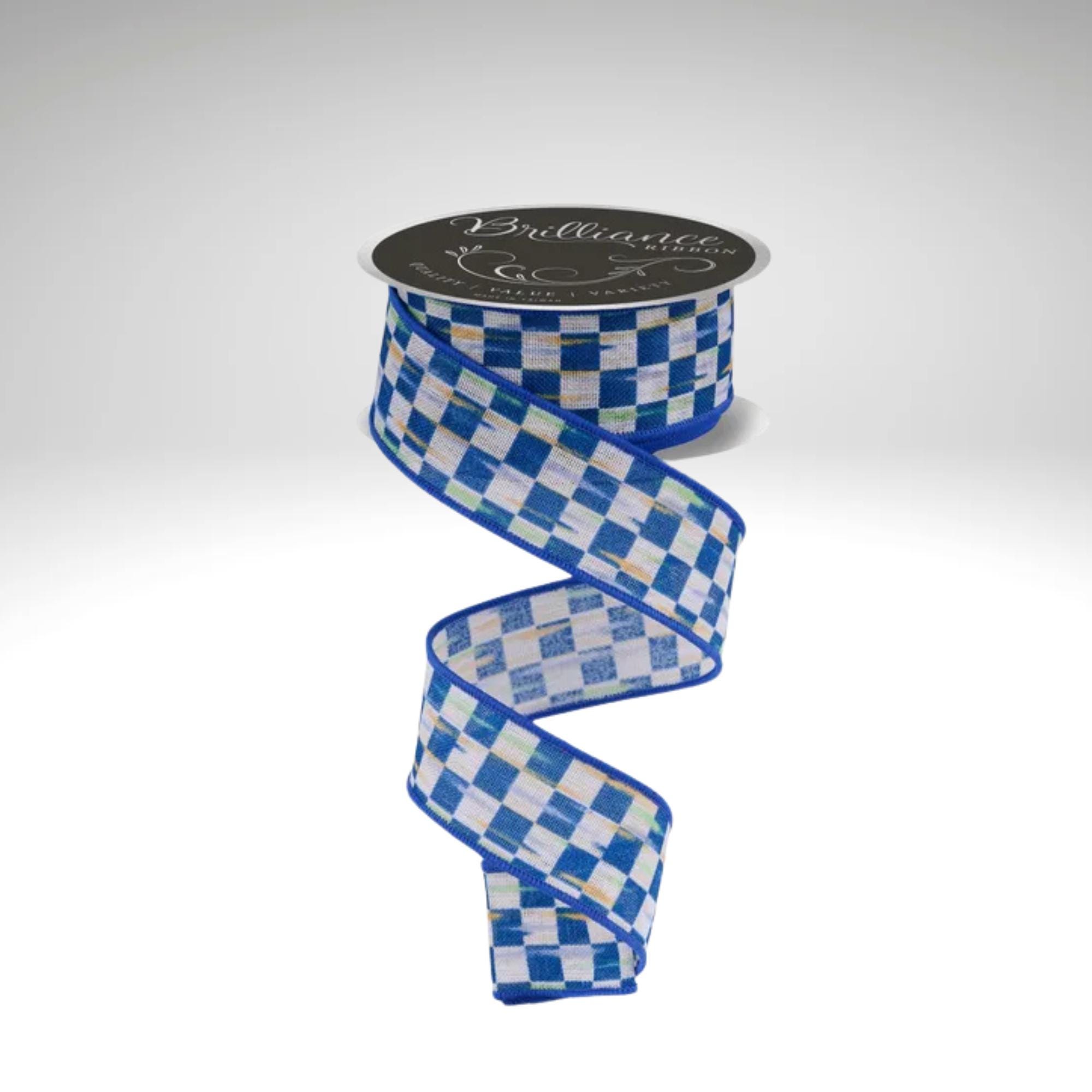 Mini Checkerboard Wired Ribbon 1.5
