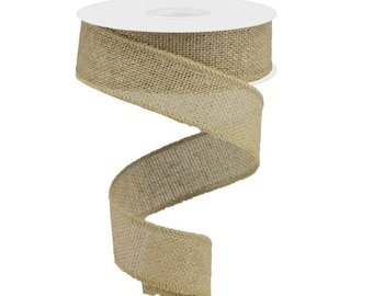 Faux Burlap Natural Wired Ribbon 1.5"x10yd-RG01895