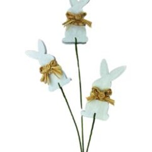 26'' White & Natural Foam Bunny Spray - Rustic Easter Floral Accent, 3 Bunny Stems-63741WT