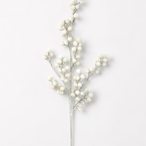 White Berry Spray — Christmas Wreath Supply, Winter Floral Stem, Frosted Berry Pick, 31 Inch-85861WT image 1