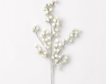 ホワイトベリースプレー - クリスマスリース用品、冬の花材、フロストベリーピック、31インチ-85861WT