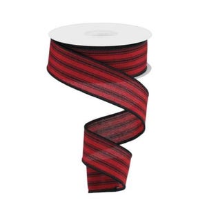 Ruban métallique à rayures rouges/noires de 1,5 pouce - Charme classique pour la fabrication de couronnes, l'artisanat et la décoration-RGA1015WJ