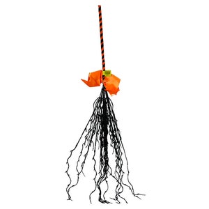 56550ORBK-24&quot; Orange/Black Halloween Glitter Twig Witch Broom,Halloween witch decor,Halloween witches broom, Halloween wreath embellishments