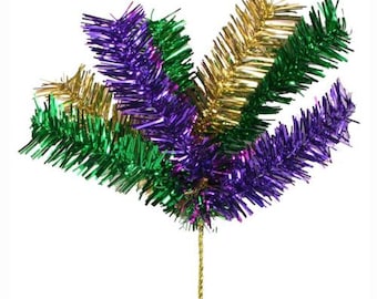 12&quot; Mardi Gras Tinsel Spray – Purple, Green, Gold Party Decor | TCT Crafts I XX7171