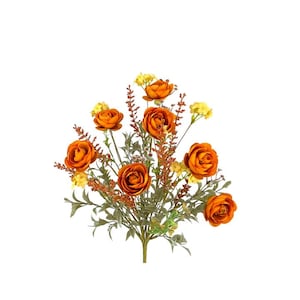 21 &quot;künstlicher Herbst-Ranunkel-Füllerbusch - Oranger Herbst-Seidenblumenbusch für Kränze, Mittelstücke und Blumenarrangements-56880OR