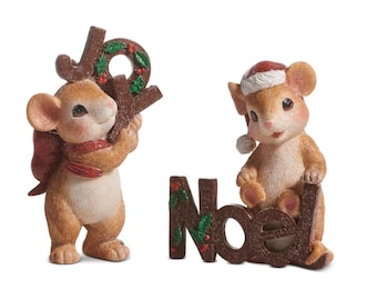RAZ Imports Chocolate Cheer Mouse Figurine Set of 2-4630522