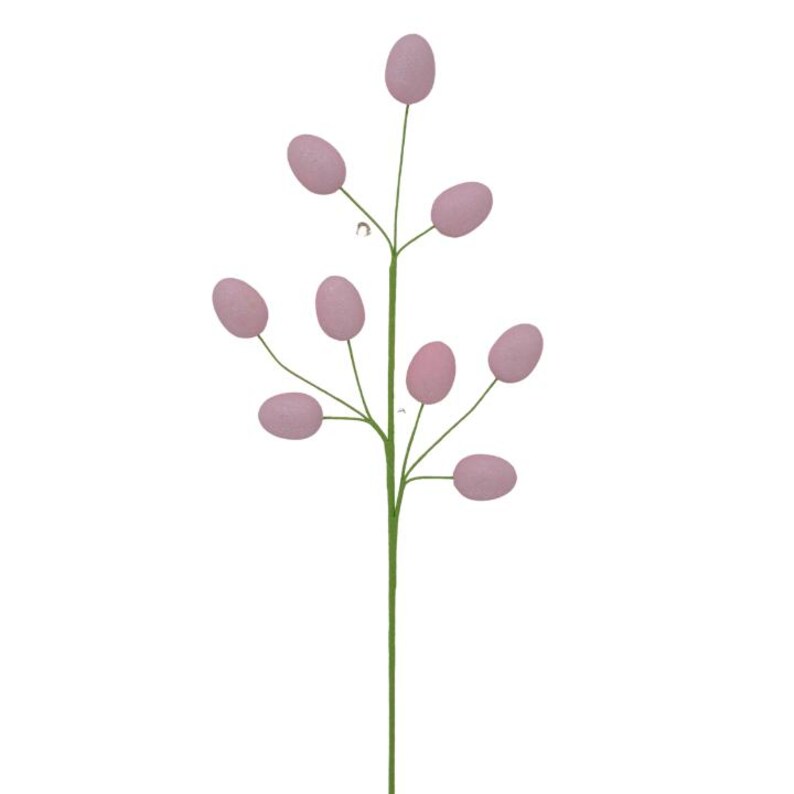 May include: A single stem with multiple pink berry-like decorations. The stem is green and the berries are a light pink colour.