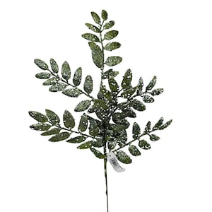 21&quot;L Sage Green Glitter Honey Locust Spray - Sparkly Floral Holiday Decoration-XS216979