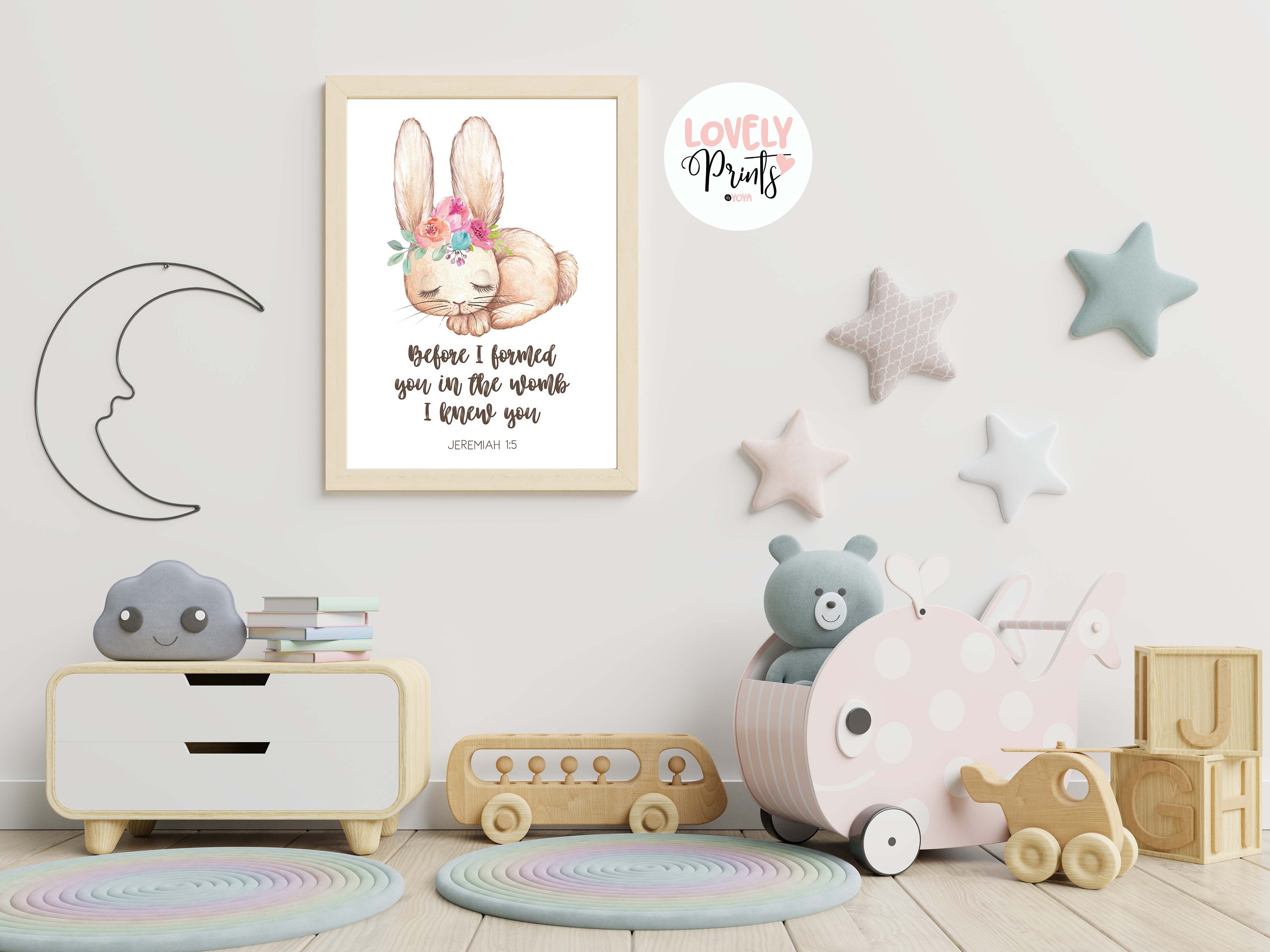 Bunny bible verse wall art kids rabbit bible verse kids room Etsy