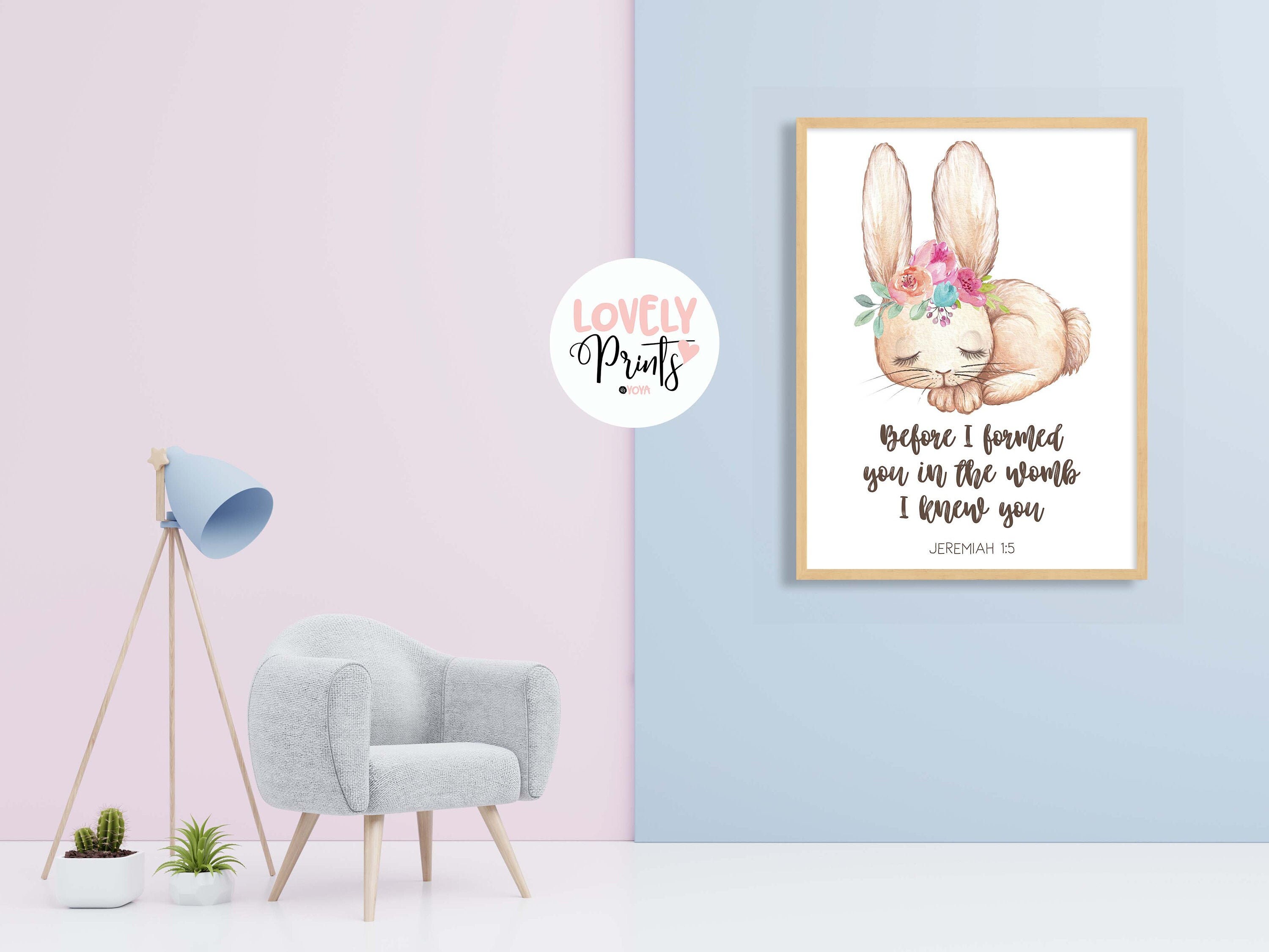 Bunny bible verse wall art kids rabbit bible verse kids room Etsy