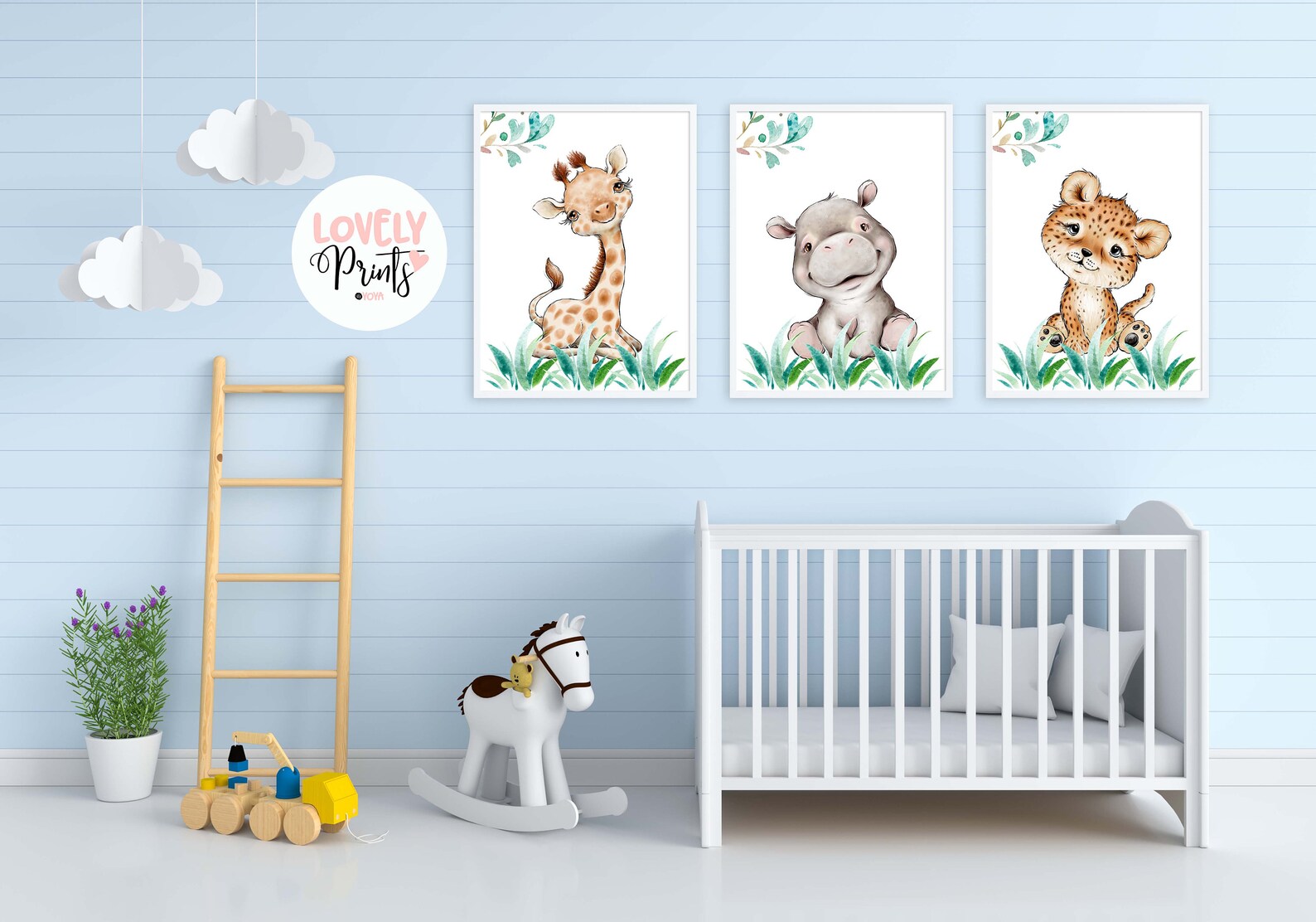 Safari baby watercolor nursery wall art nursery printable Etsy