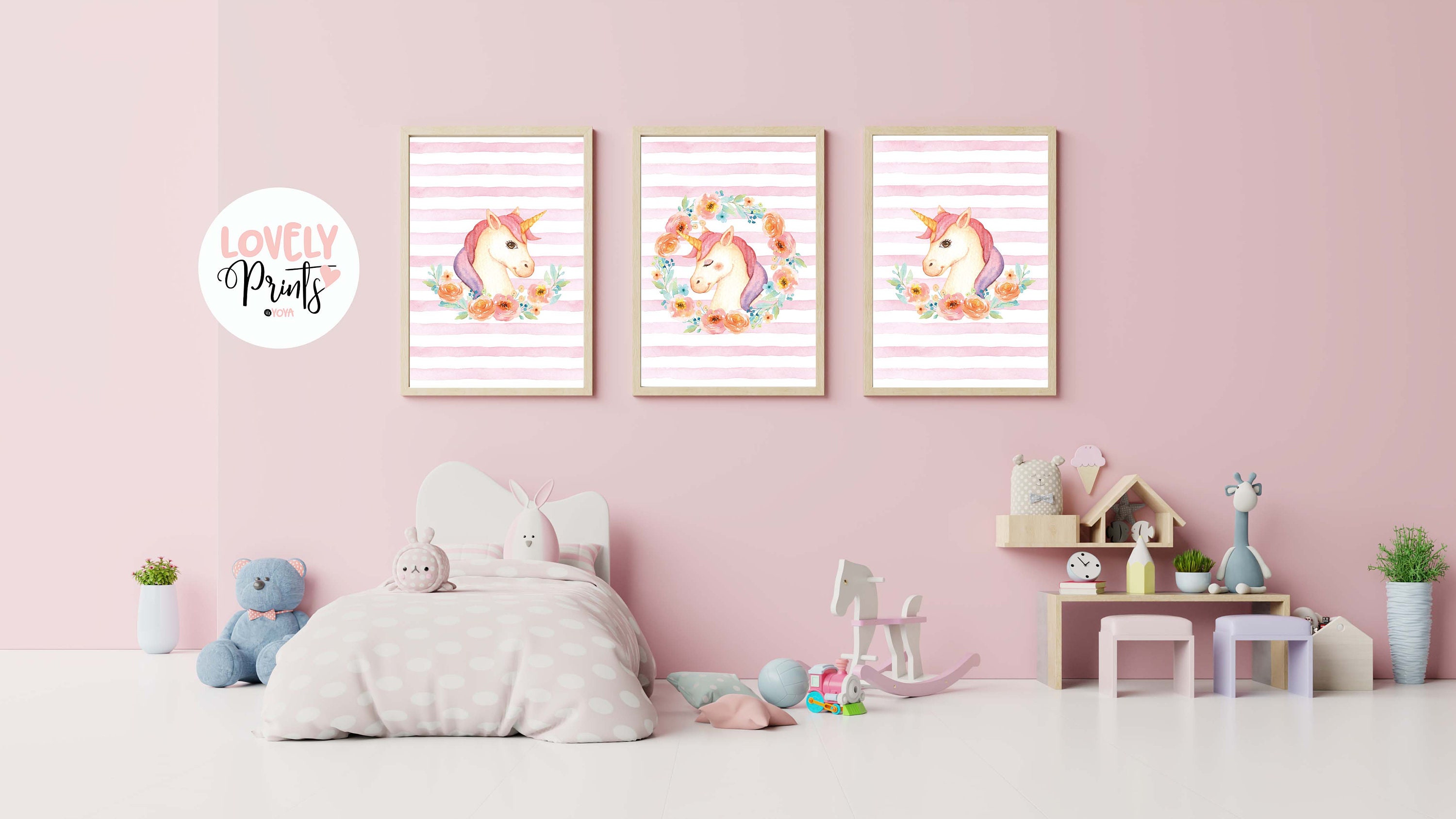 Unicorn nursery kids room unicorn printable decor wall art | Etsy