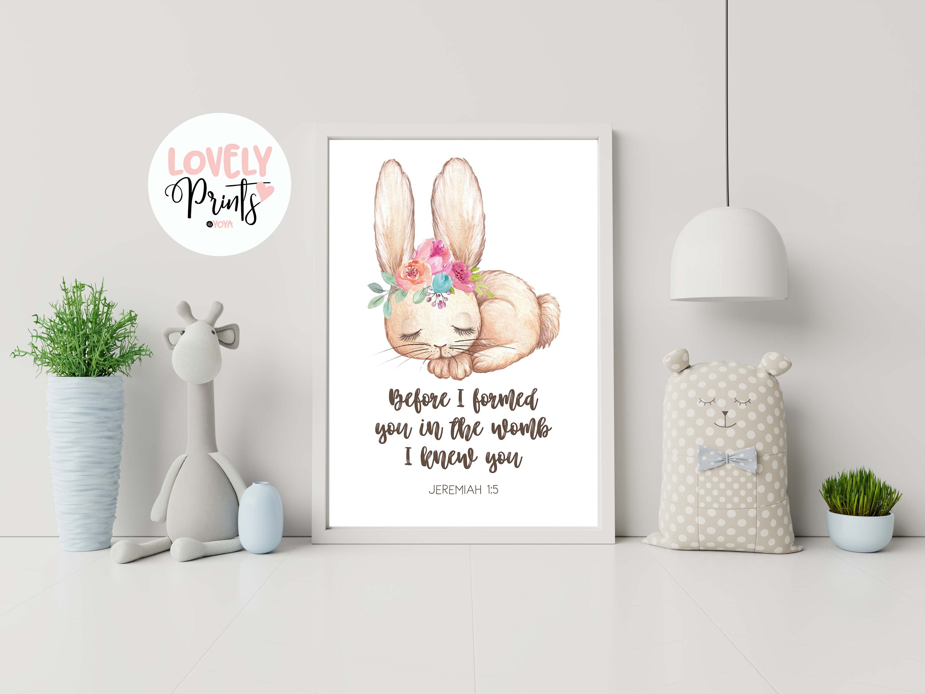Bunny bible verse wall art kids rabbit bible verse kids room Etsy