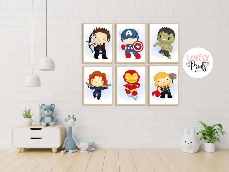 Avengers marvel nursery prints superhero wall art marvel Etsy