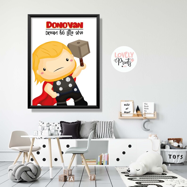 prints Thor nursery marvel superhero Thor superhero personalised decor nursery boy room Superhero nursery prints prints boy superhero