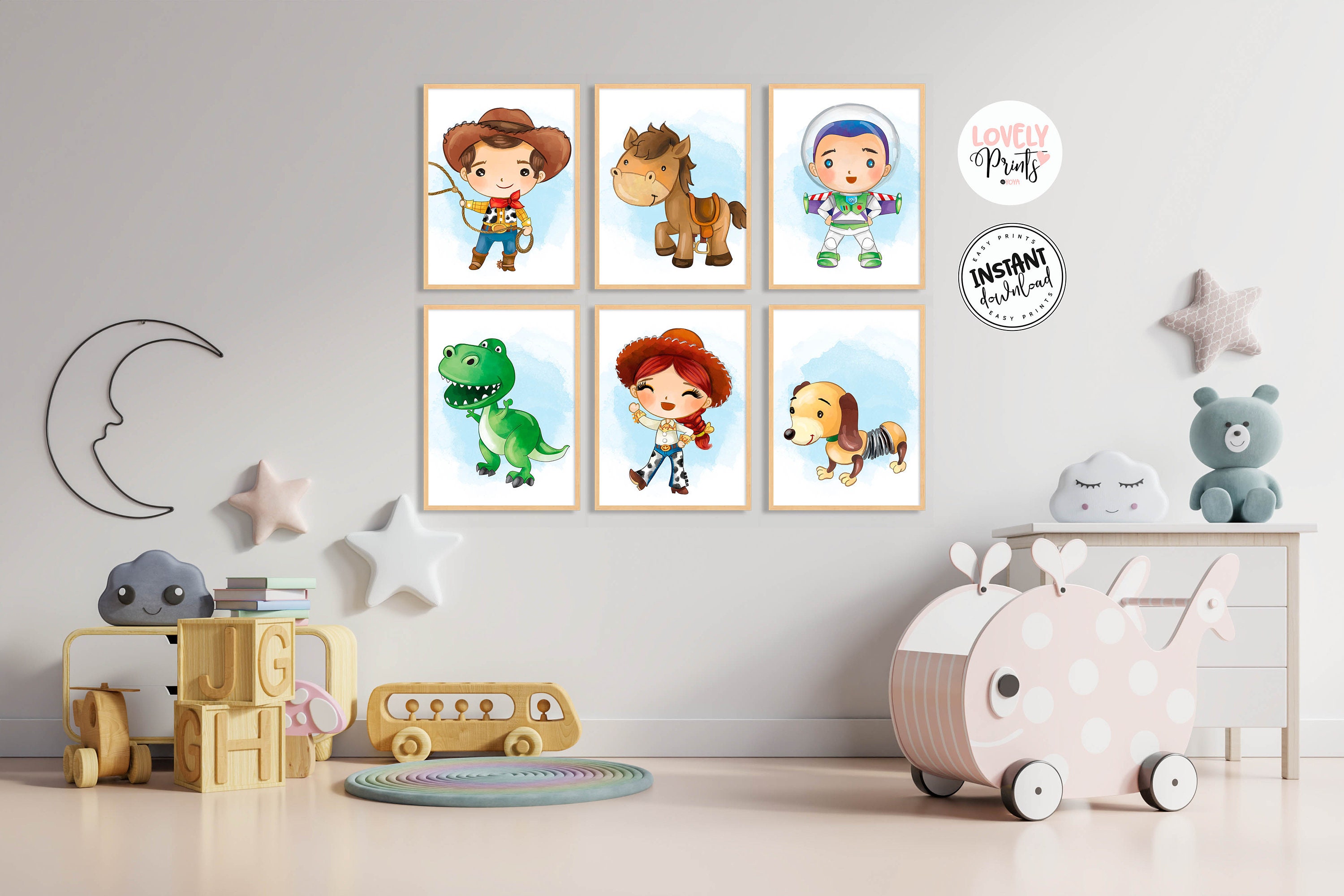 Set 6 toy story nursery wall art toy story nursery decor Etsy