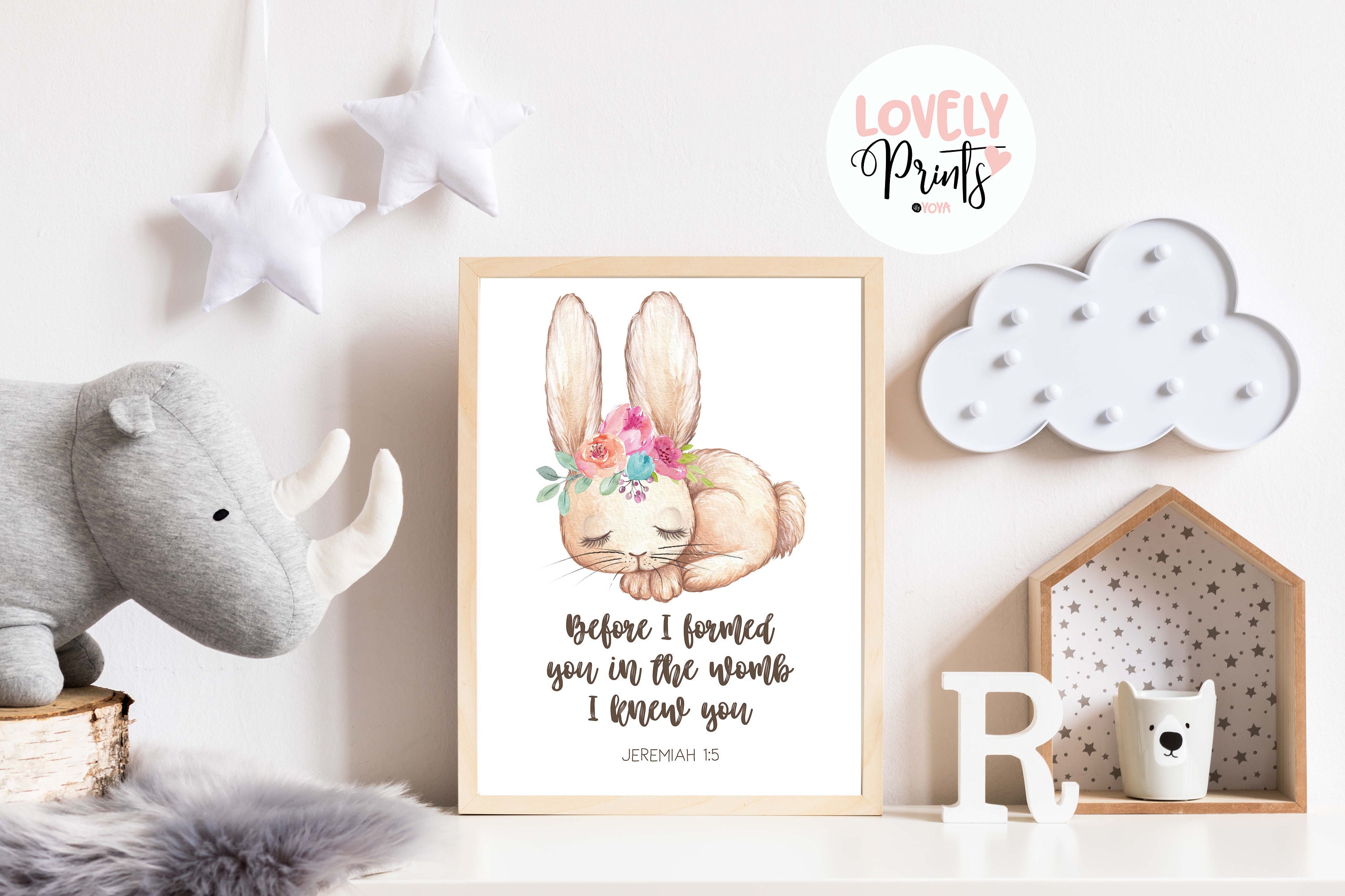 Bunny bible verse wall art kids rabbit bible verse kids room Etsy