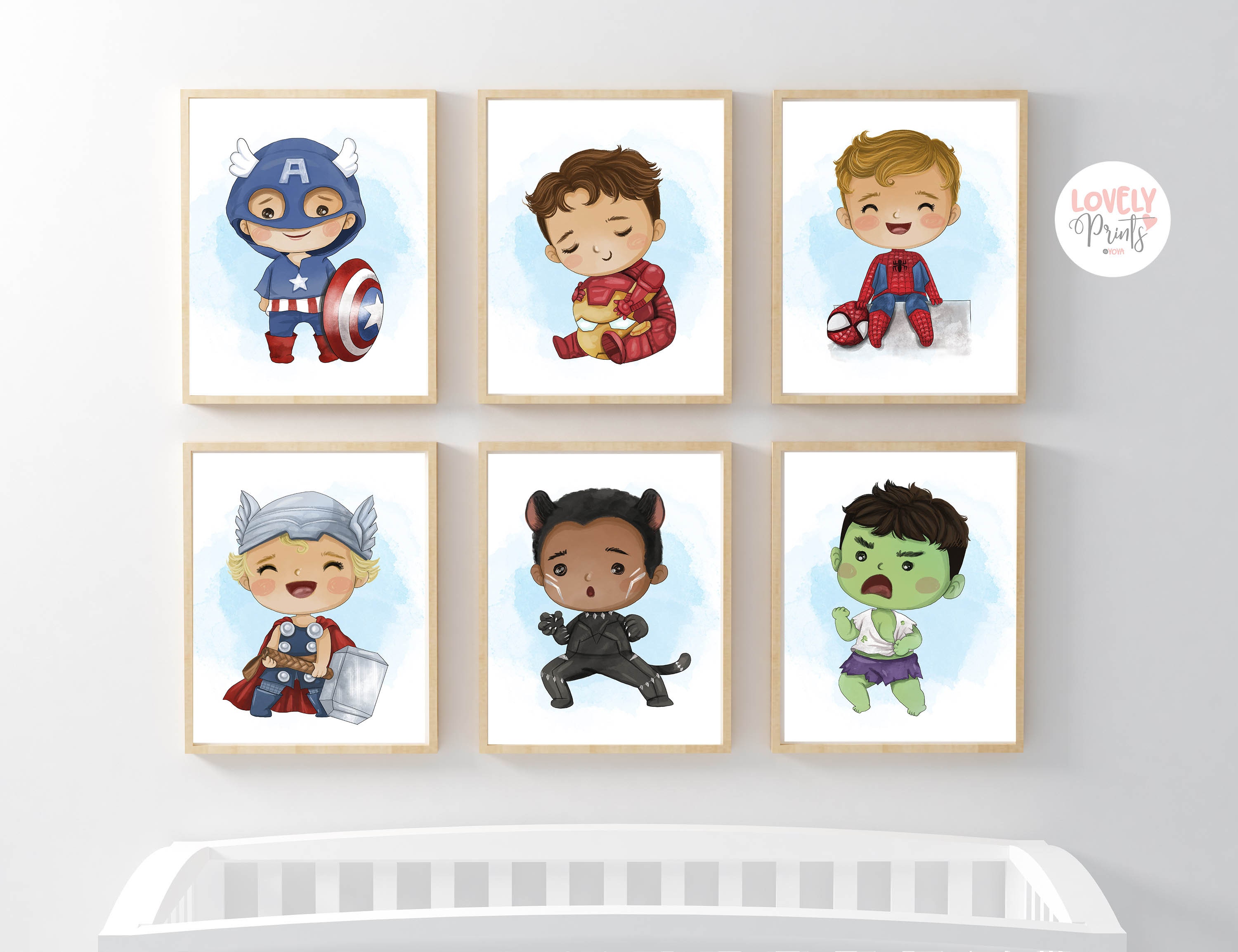 Set 6 avengers baby nursery decor superhero nursery digital Etsy