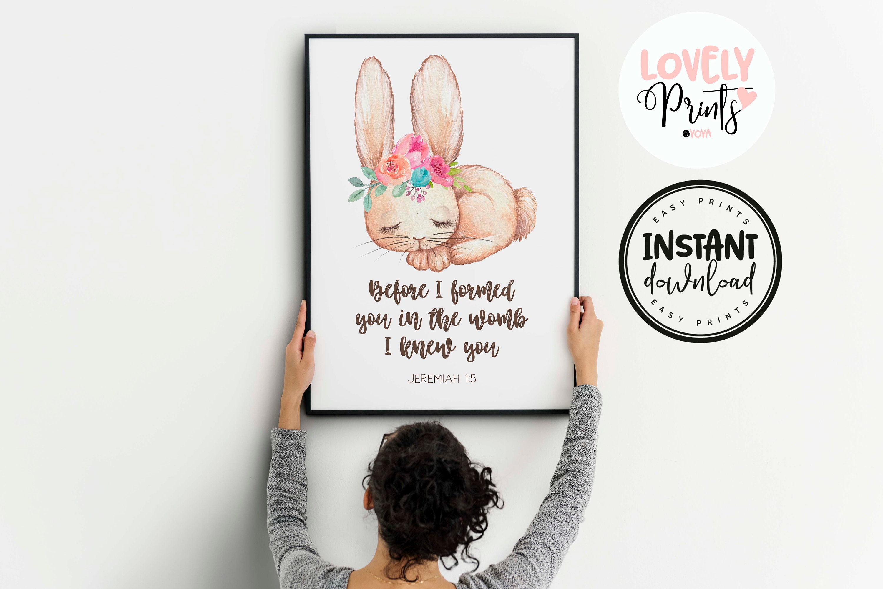 Bunny bible verse wall art kids rabbit bible verse kids room Etsy