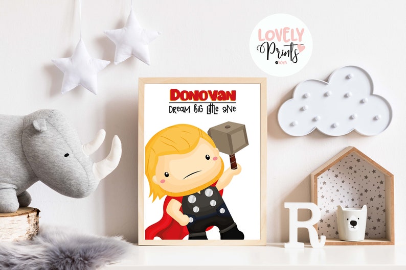 prints Thor nursery marvel superhero Thor superhero personalised decor nursery boy room Superhero nursery prints prints boy superhero