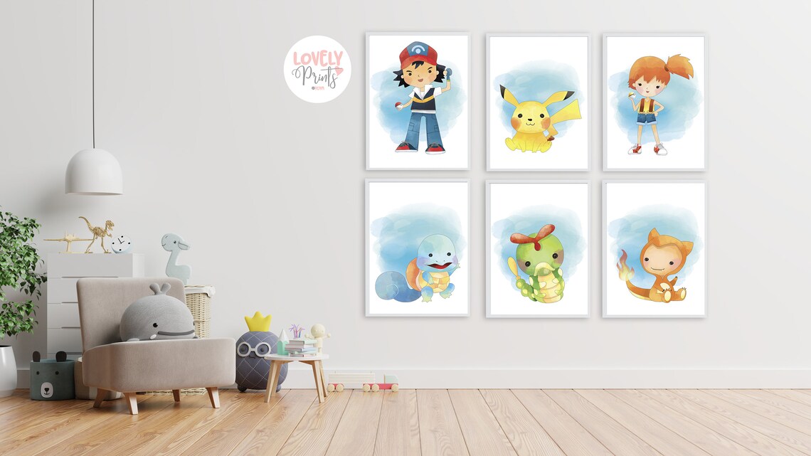 Set 6 Pokemon nursery wall art pokemon kids room decor Etsy