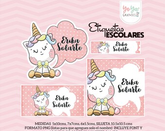 School Name Label Unicorn School Label Template Unicorn Name Etsy