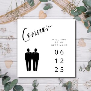 Meilleur modèle de proposition d'homme, noir et blanc, design minimaliste, téléchargement numérique instantané, toile, carte de proposition de mariage simple, bricolage