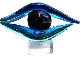 Submerged glass eye sculpture from Murano, 1990s