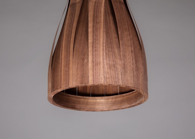 Wooden pendant lamp veneer lamp, wood lampshade, ceiling light, hand made lamp, minimalistic image 2