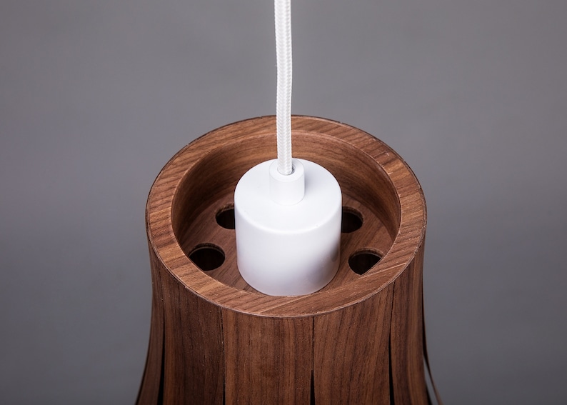 Wooden pendant lamp veneer lamp, wood lampshade, ceiling light, hand made lamp, minimalistic image 3