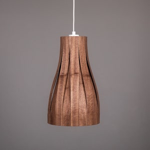 Wooden pendant lamp veneer lamp, wood lampshade, ceiling light, hand made lamp, minimalistic image 1