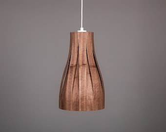 Lampada a sospensione / lampada impiallacciata in legno, paralume in legno, plafoniera, lampada fatta a mano, minimalista