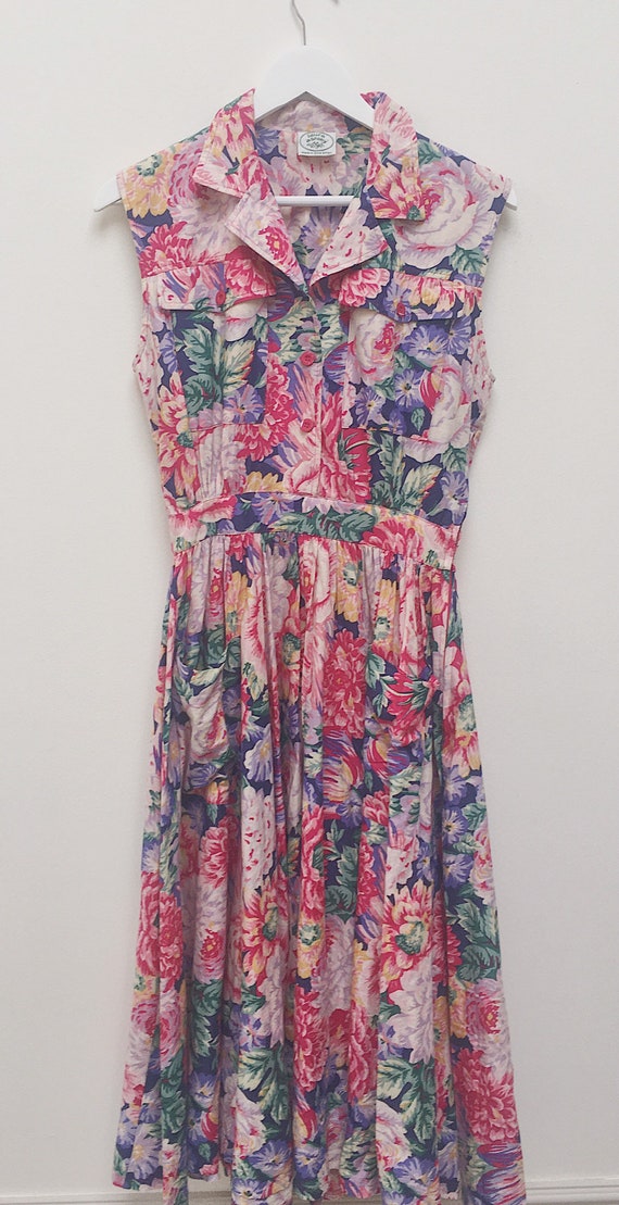 Vintage Laura Ashley sleeveless floral dress