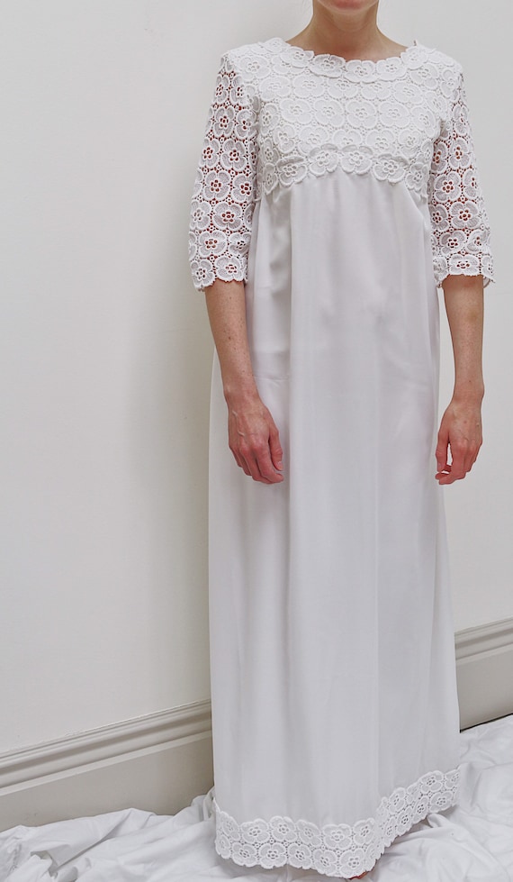 Vintage 1970’s homemade broderie anglaise wedding… - image 1