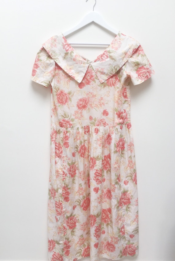Vintage Laura Ashley boat neck floral midi dress