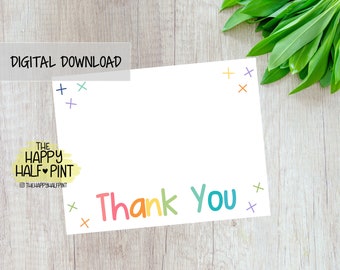 Kids PRINTABLE Thank You Cards Cute Thank You Notecards for - Etsy