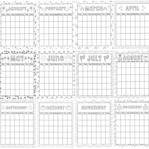 12 month Printable Calendar