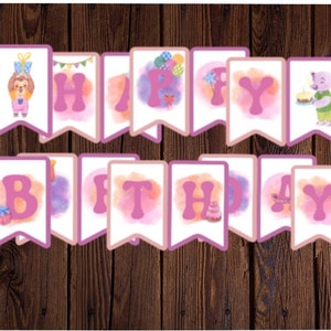 Watercolor Animal Happy Birthday Garland Printable