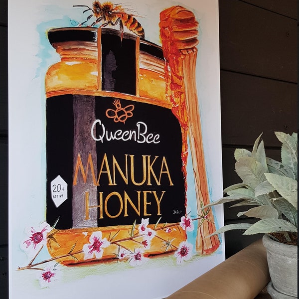 manuka honey bee..print of my original painting