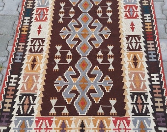 Kilim Rug Kelim Rugs Wool Rug,Natural Rug Vintage Turkish Area Kilim Rug,5.1\u00d72.9fet Anatolian Kilim,150\u00d791 cm Handmade Rug