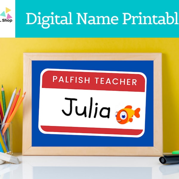 Digital Palfish Name Printable | Online teaching background | Palfish shirt | Qkids | Vipkid backdrop | Custom name printable