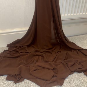 1 Meter Brown Georgette Chiffon Fabric 58” Wide Semi Transparent Dress Bridal Scarf