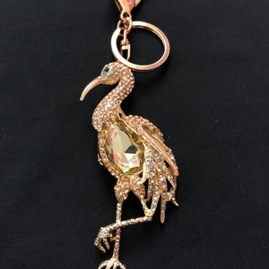 Rose Gold Flamingo Rhinestone Keyring Keychain Bag Charm Gift Diamanté