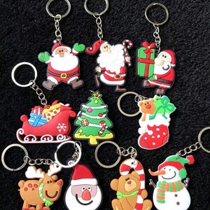 10 PVC Christmas Keyring Keychain Stocking Filler Christmas Gift