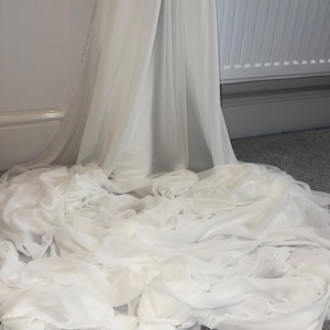 Ivory Georgette Chiffon Fabric 58” Wide Semi Transparent Dress Bridal Scarf By the Meter