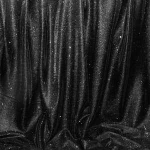 1 Meter Black Sparkly Glitter Stretch Moonlight Fabric 58”wid Dress Backdrop Decorations