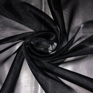 1 Meter Black Crystal Organza Fabric 58” Wide Dress Bridal Decorations Veil