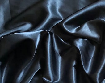 Black Shiny Crepe Back Satin Shiny Fabric 58” wide Dress Bridal Lining Crafts Prom/ 1 Meter